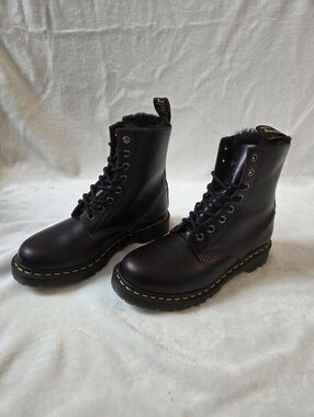 Dr Martens Serena Fur Lined Boots - Dark Burgundy - Womens 7